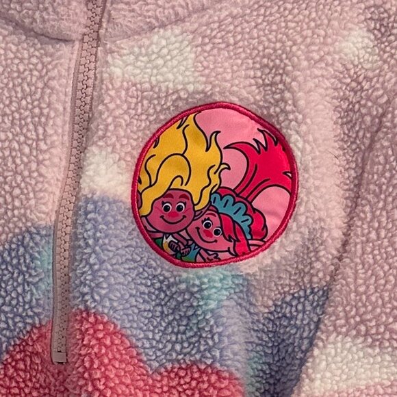 Girls' Trolls Poppy Faux Shearling Pullover Sweatshirt - S 6/7 - Picture 3 of 4